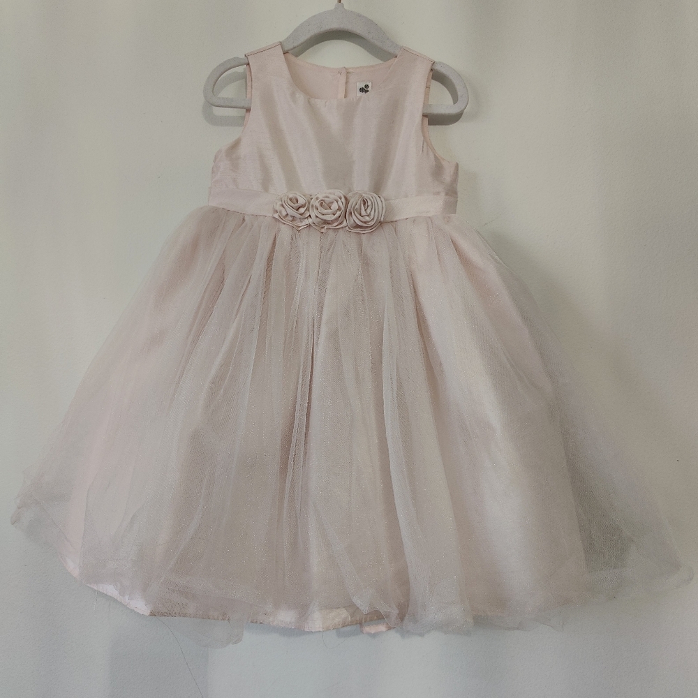 Cherokee Pink Tulle Dress 3T Rosettes Bow Princess Easter Party Sparkle Silk